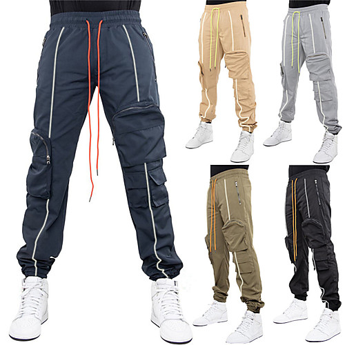

Men's Stylish Sporty Casual / Sporty Streetwear Breathable Soft Daily Sports Jogger Pants Chinos Tactical Cargo Trousers Pants Solid Color Full Length Drawstring Elastic Waist Reflective Strip