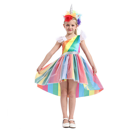 

Princess Unicorn Cosplay Costume Masquerade Flower Girl Dress Girls' Movie Cosplay Vacation Christmas Rainbow Dress Christmas Halloween Children's Day Polyester / Cotton