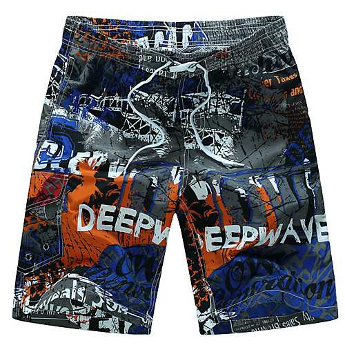 

Men's Sporty Casual / Sporty Breathable Soft Holiday Beach Shorts Swim Trucks Pants Graphic Short Drawstring Elastic Waist Blue Red