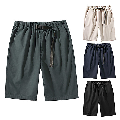 

Men's Chino Outdoor Daily Beach Chinos Shorts Pants Solid Color Knee Length Elastic Waist Print Khaki Black Dark Gray Navy Blue