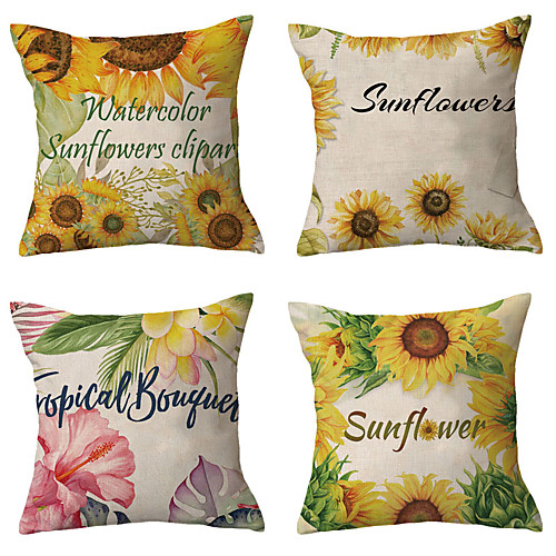 

Sun Flower Double Side Cushion Cover 4PC Soft Decorative Square Throw Pillow Cover Cushion Case Pillowcase for Bedroom Livingroom Outdoor Cushion for Sofa Couch Bed Chair