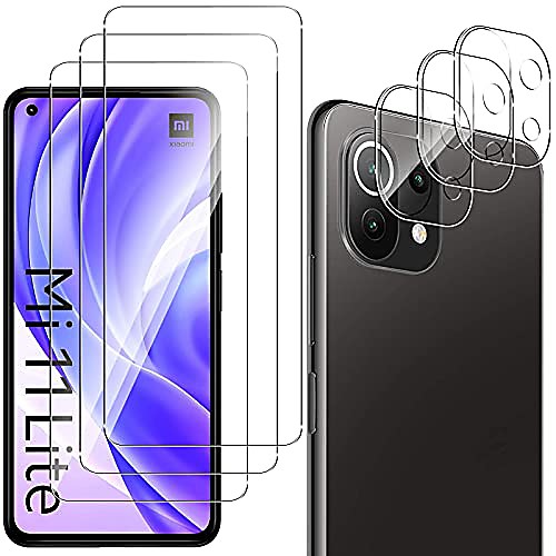

qulloo tempered glass protective film for xiaomi mi 11 lite 4g / 5g [3 pieces] camera tempered glass [3 pieces], 9h hardness anti-scratch tempered glass film for xiaomi mi 11 lite 4g / 5g