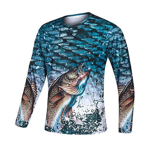 

CAWANFLY Men's Fishing Shirt Outdoor Long Sleeve UPF50 UV Protection Quick Dry Lightweight Breathable Top Autumn / Fall Spring Athleisure Fishing Camping & Hiking Blue / Micro-elastic