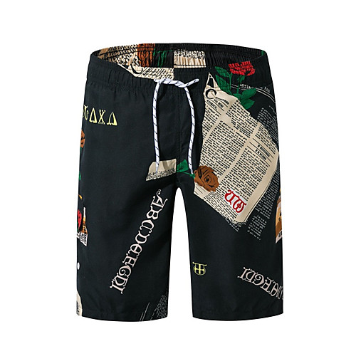 

Men's Sporty Casual / Sporty Breathable Soft Holiday Beach Shorts Swim Trucks Pants Flower / Floral Short Drawstring Elastic Waist White Black
