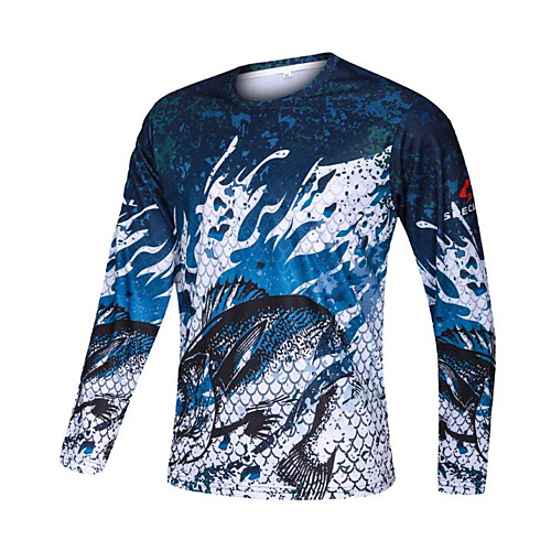 

CAWANFLY Men's Fishing Shirt Outdoor Long Sleeve UPF50 UV Protection Quick Dry Lightweight Breathable Top Autumn / Fall Spring Athleisure Fishing Camping & Hiking Blue Dark Blue / Micro-elastic