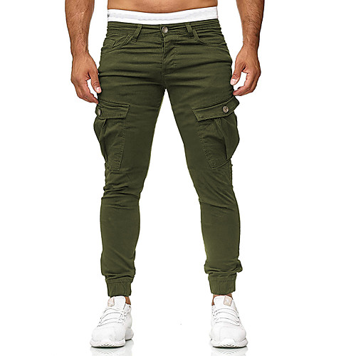 

Men's Casual / Sporty Breathable Sports Casual Daily Jogger Chinos Pants Solid Color Full Length Zipper Pocket ArmyGreen White Black Dark Gray