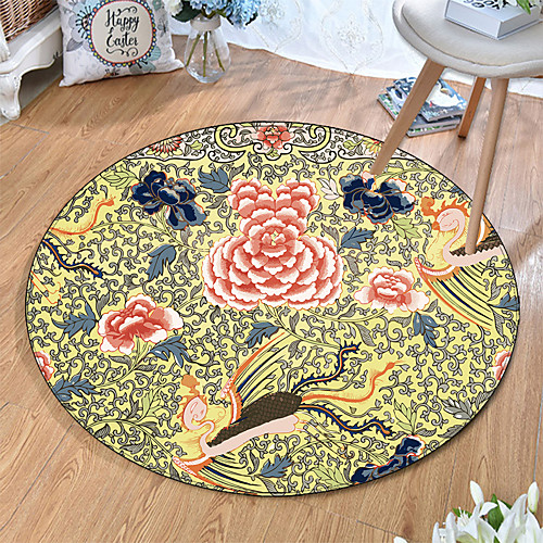 

Round 5mm Area Rugs Machine Made Polyster Non Skid Modern 3D