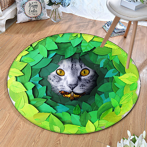

Round 5mm Area Rugs Machine Made Polyster Non Skid Modern 3D