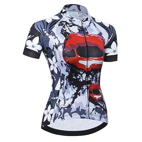 

21Grams Women's Short Sleeve Cycling Jersey Summer Spandex Polyester GrayWhite Bike Jersey Top Mountain Bike MTB Road Bike Cycling Quick Dry Moisture Wicking Breathable Sports Clothing Apparel
