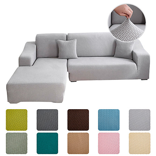

Stretch Sofa Cover Slipcover Jacquard Elastic Sectional Couch Armchair Loveseat 4 or 4 or 3 Seater L ShapeGrey BlackFloralFlowerPlainSolidSoft Durable Washable