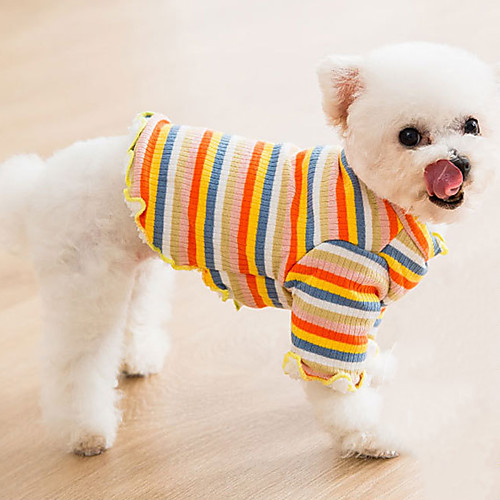 

Dog Costume T-shirts Stripes For Indoor and Outdoor Use Cute Casual / Daily Outdoor Winter Dog Clothes Puppy Clothes Dog Outfits Warm Orange Green Rose Pink Costume for Girl and Boy Dog Knitted XS S