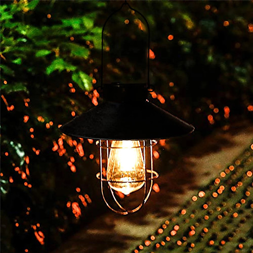 

Solar Lights Outdoor Solar Power Retro Lantern Lamp Hanging Waterproof Vintage Metal Solar Garden Lights with Tungsten Edison Bulb For Patio Backyard Yard Garland Warm White Lighting