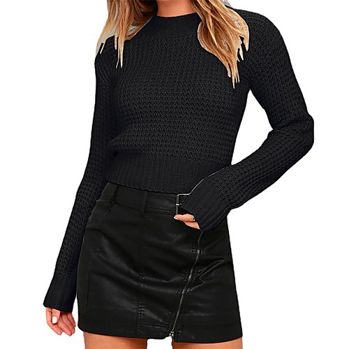 

Women's Solid Color Cardigan Long Sleeve Sweater Cardigans Round Neck White Black Light Grey