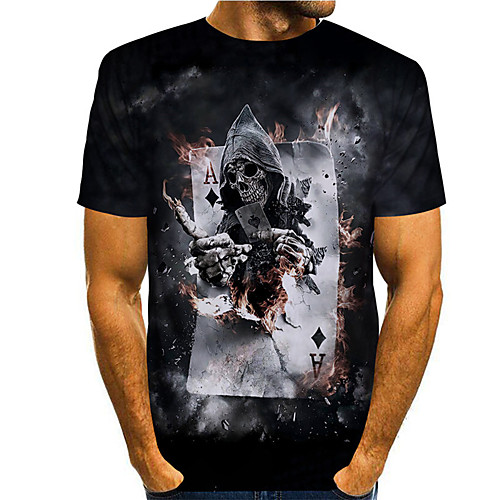 

Men's Tee T shirt 3D Print Graphic Prints Skull Print Short Sleeve Daily Tops Casual Designer Big and Tall Black