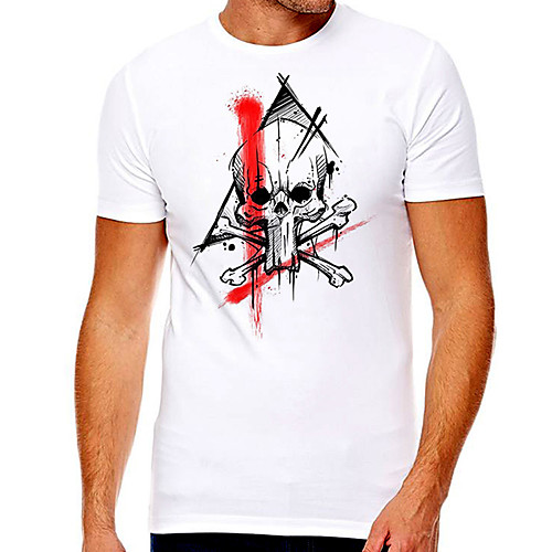 

Men's Unisex Tee T shirt Hot Stamping Graphic Prints Skull Plus Size Print Short Sleeve Casual Tops Cotton Basic Designer Big and Tall White