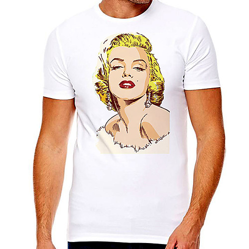 

Men's Unisex Tee T shirt Hot Stamping Graphic Prints Portrait Plus Size Print Short Sleeve Casual Tops Cotton Basic Designer Big and Tall White