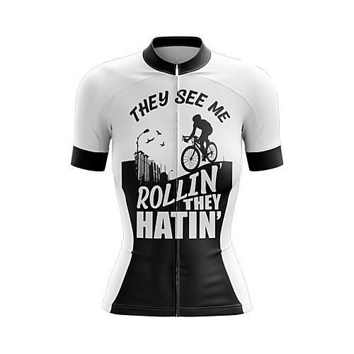 

21Grams Women's Short Sleeve Cycling Jersey Summer Spandex BlackWhite Bird Bike Top Mountain Bike MTB Road Bike Cycling Sports Clothing Apparel / Stretchy / Athleisure
