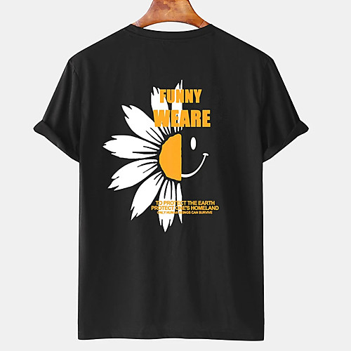 

Men's Unisex Tee T shirt Hot Stamping Floral Graphic Prints Letter Plus Size Print Short Sleeve Casual Tops Cotton Basic Designer Big and Tall Black