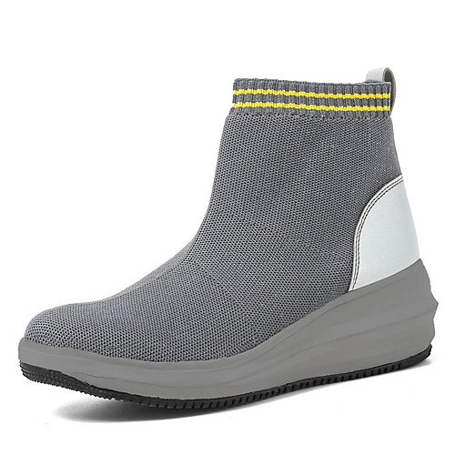 

Women's Sneakers Flat Heel Round Toe Daily Tissage Volant Black Gray