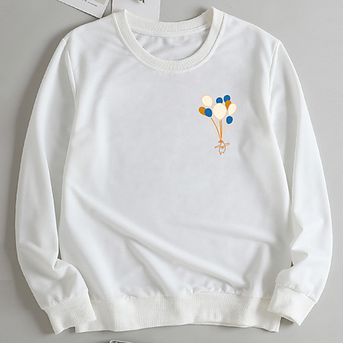 

Women's Pullover Sweatshirt Balloon Animal Casual Other Prints Casual Hoodies Sweatshirts Loose Yellow Light Grey White