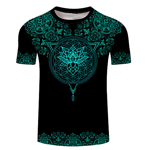 

Men's Unisex Tee T shirt 3D Print Floral Graphic Prints Plus Size 3D Print Short Sleeve Casual Tops Basic Designer Big and Tall Blue Red Yellow