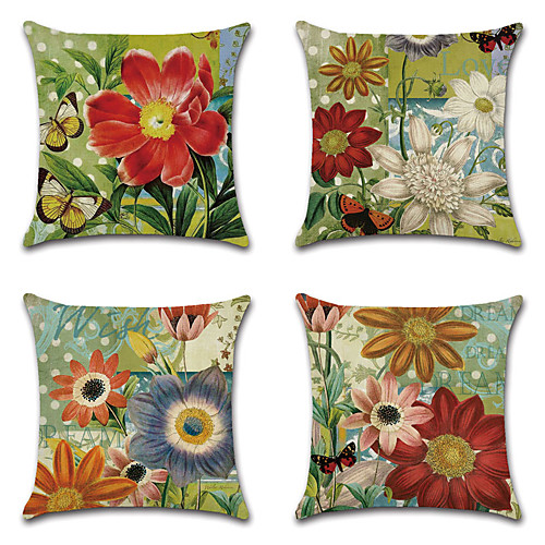 

Art Garden Floral Double Side Cushion Cover 4PC Soft Square Throw Pillow Cover Cushion Case Pillowcase for Bedroom Livingroom Superior Quality Machine Washable Outdoor Cushion for Sofa Couch Bed Chair