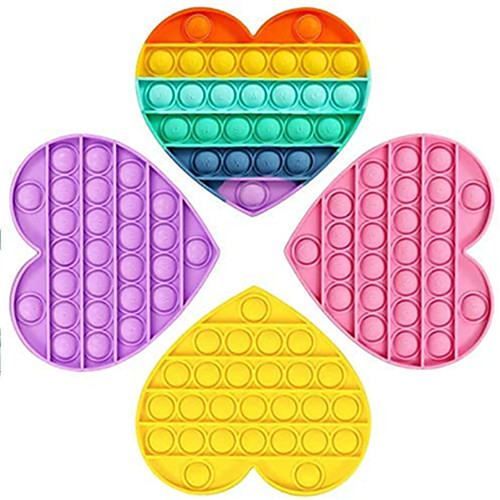 

Push Its Pack Rainbow Heart Fidget Toys Popping Bubbles Alphabet Letters Learning Educational Toy for Kids Toddlers Autism Stress Sensory Toy Anxiety Reliever(4 Pack- Colorful Heart)