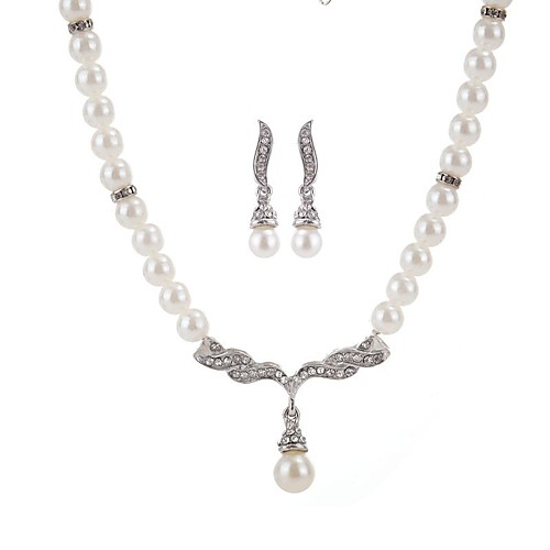 

elegant angel wings pearl necklace jewelry set necklace bridal set