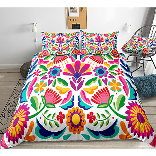 

Duvet Cover Sets 3 Piece Rayon / Polyester 3D Rainbow Reactive Print Bohemian Style