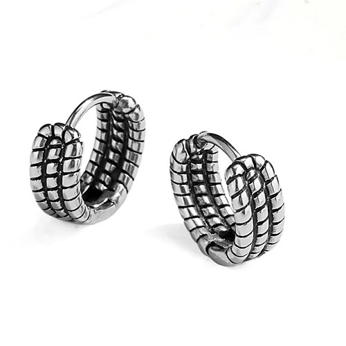 

Men's Earrings Classic Holiday Birthday Stylish Simple Stainless Steel Earrings Jewelry Silver For Street Formal Date Festival 1pc