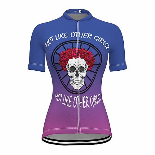 

21Grams Women's Short Sleeve Cycling Jersey Summer Spandex Purple Gradient Skull Bike Top Mountain Bike MTB Road Bike Cycling Quick Dry Moisture Wicking Sports Clothing Apparel / Stretchy