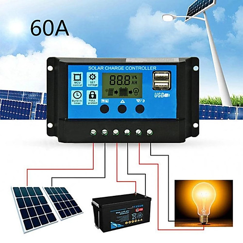 

Solar Charge Controller for Lead-Acid Batteries with LCD and Auto Output Regulator 60A 12V 24V Solar Charge Controller not for Lithium