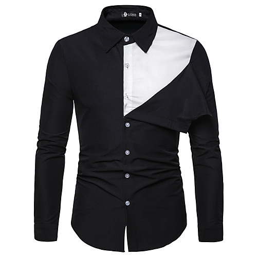 

Men's Shirt Patchwork Long Sleeve Daily Tops Simple Casual White Red Black