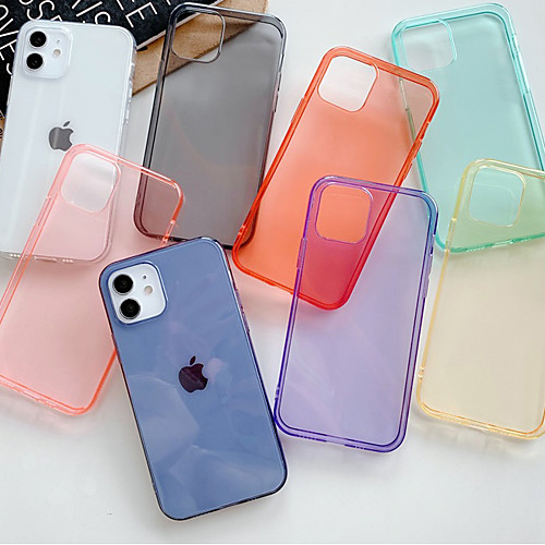 

Phone Case For Apple Back Cover iPhone 12 Pro Max 11 SE 2020 X XR XS Max 8 7 Shockproof Dustproof Transparent Solid Colored TPU