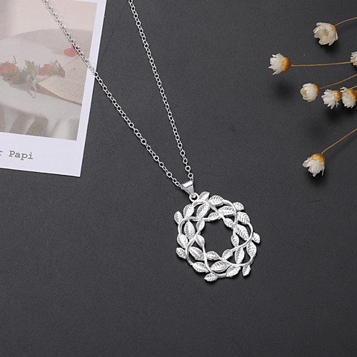 

Women's Pendant Necklace Charm Necklace Floral Flower Precious Fashion Copper Silver Plated Silver 45 cm Necklace Jewelry 1pc For Christmas Party Evening Street Gift Birthday Party