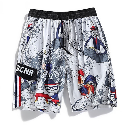 

Men's Sporty Casual / Sporty Quick Dry Breathable Soft Daily Sports Chinos Shorts Pants Cartoon Short Drawstring Elastic Waist White Green