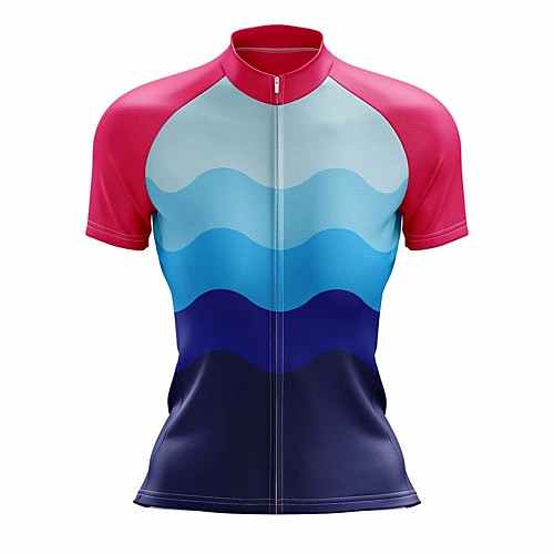 

21Grams Women's Short Sleeve Cycling Jersey Summer Spandex RedBlue Patchwork Bike Top Mountain Bike MTB Road Bike Cycling Sports Clothing Apparel / Stretchy / Athleisure