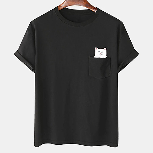 

Men's Unisex Tee T shirt Hot Stamping Cartoon Cat Graphic Prints Plus Size Print Short Sleeve Casual Tops Cotton Basic Designer Big and Tall A B