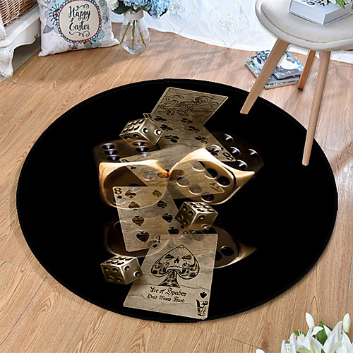 

Round 5mm Area Rugs Machine Made Polyster Non Skid Modern 3D