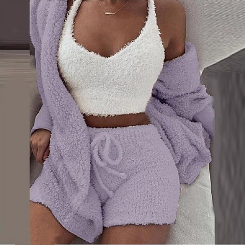 

Women's Pajamas Pure Color Cotton Polyester Daily Wear