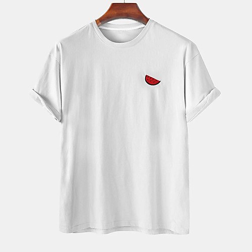 

Men's Unisex Tee T shirt Hot Stamping Graphic Prints Fruit Plus Size Print Short Sleeve Casual Tops Cotton Basic Designer Big and Tall White Khaki