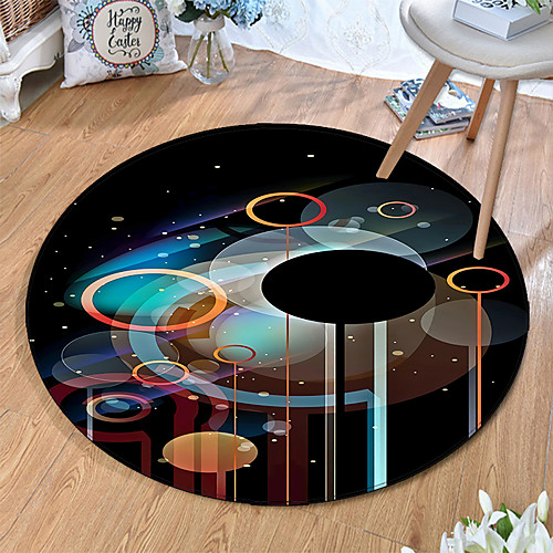 

Round 5mm Area Rugs Machine Made Polyster Non Skid Modern 3D
