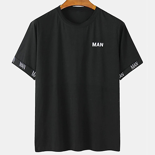 

Men's Unisex Tee T shirt Hot Stamping Graphic Prints Letter Plus Size Print Short Sleeve Casual Tops Cotton Basic Designer Big and Tall Black