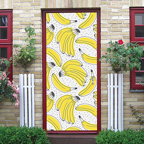 

2pcs Self-adhesive Creative Door Stickers Banana Pattern Living Room Diy Decoration Home Waterproof Wall Stickers