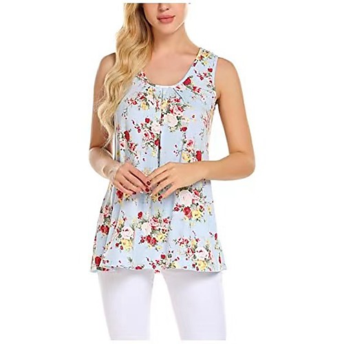 

Women's Floral Theme Tank Top Vest Floral Daisy Print U Neck Basic Streetwear Tops White Black Navy Blue