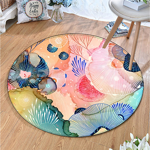 

Round 5mm Area Rugs Machine Made Polyster Non Skid Modern 3D
