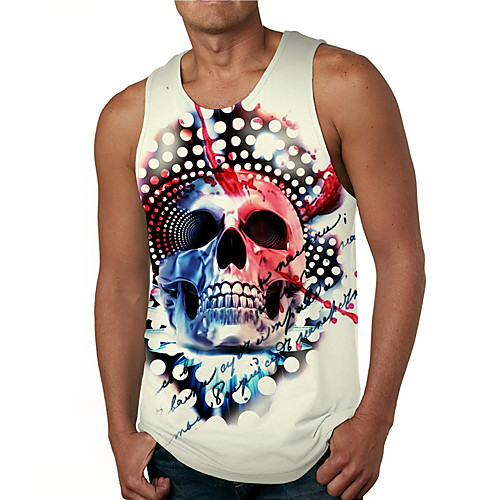 

Men's Tank Top Undershirt 3D Print Graphic Prints Skull Print Sleeveless Daily Tops Casual Designer Big and Tall Yellow