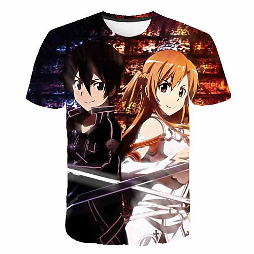 

Inspired by SAO Swords Art Online Anime Cartoon 100% Polyester 3D 3D Harajuku Graphic T shirt For Women's / Men's