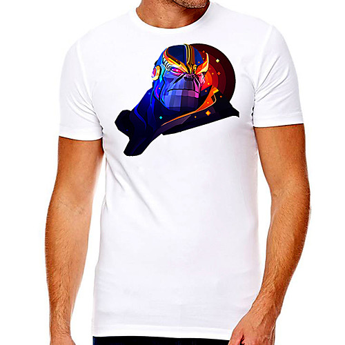 

Men's Unisex Tee T shirt Hot Stamping Graphic Prints Character Plus Size Print Short Sleeve Casual Tops Cotton Basic Designer Big and Tall White