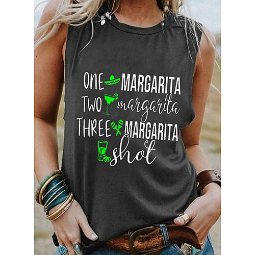 

Women's Tank Top Graphic Letter Print Round Neck Basic Streetwear Tops Black